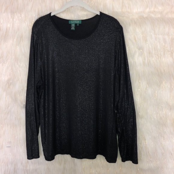 LAUREN Ralph Lauren  Black with Silver Sparkles 1X - Picture 1 of 3